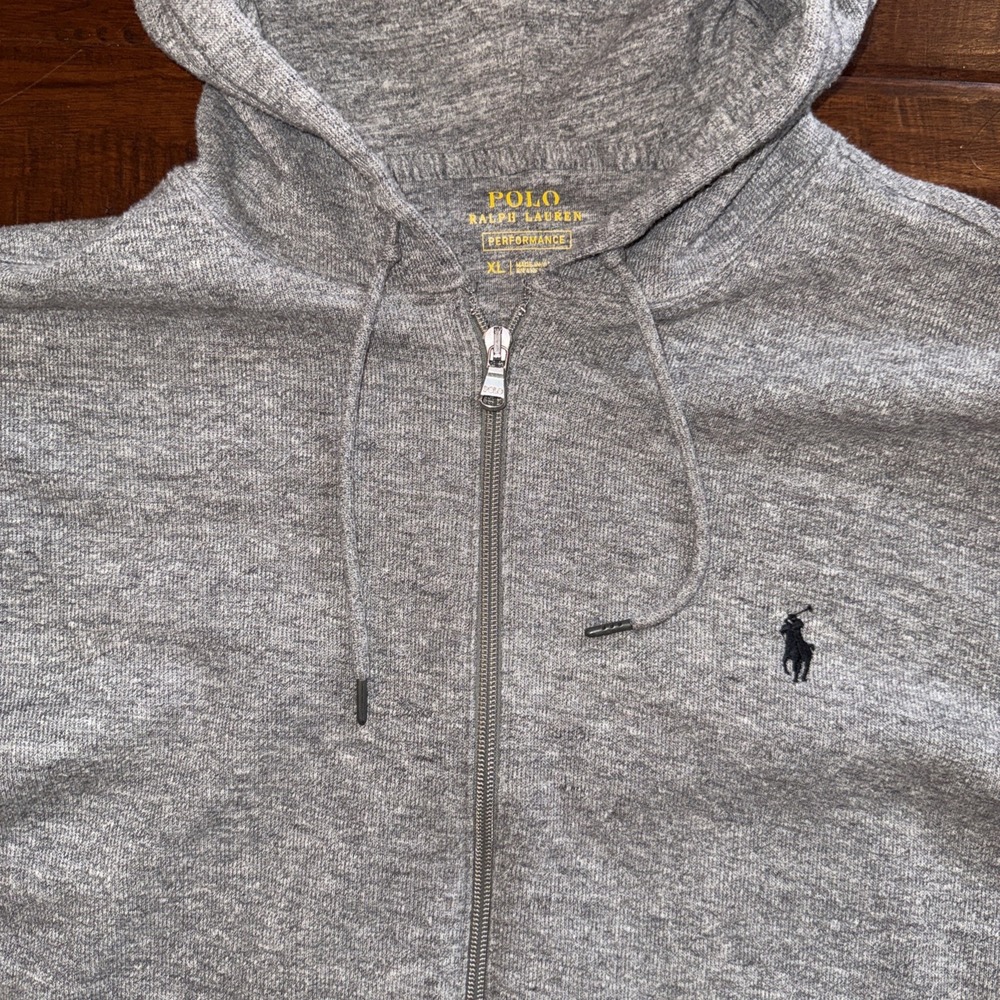 Polo Ralph Lauren Performance Hoodie Size XL Double Knit Full Zip Gray - Picture 3 of 8